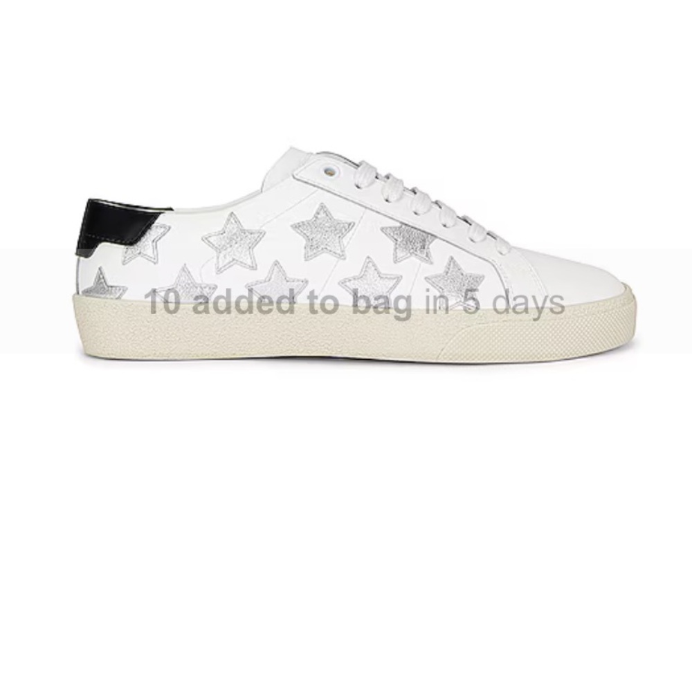 Saint Laurent Court Sneakers in White/Silver